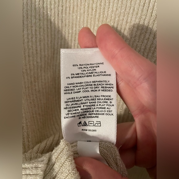 Express Lurex Ribbed Ruffle Mock
Neck Sweater - Picture 2 of 5